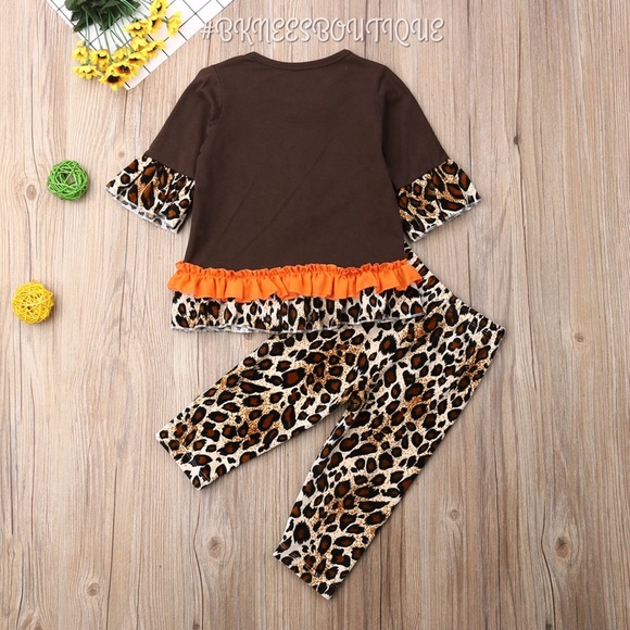 Animal Print Toddler Boutique Ruffle Outfit Set - Picture 2 of 5